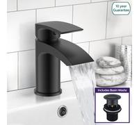 Nes Home Libra Bathroom Basin Mono Mixer Tap & Basin Waste Matte Black