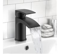 Nes Home Libra Waterfall Bathroom Modern Solid Brass Basin Mono Mixer Black Matt Tap Nes Home Black