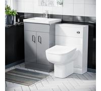 Nes Home Light Grey 500mm Basin Sink Vanity Cabinet & Wc Toilet Suite
