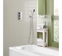 Nes Home Lilly 3 Dial 2 Way Square Concealed Thermostatic Mixer Valve, Slim Square Handset & Bath Filler Chrome