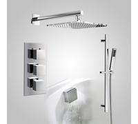 Nes Home Lilly 3 Dial 3 Way Square Concealed Thermostatic Shower Mixer Set, Handheld & Waste