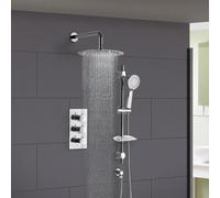 Nes Home Lilly Thermostatic 2 Way Round Set - Slim Shower Head & Slider Rail Handset