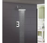 Nes Home Lily 2 Dial 1 Way Round Concealed Thermostatic Mixer Valve & 200mm Round Shower Head Chrome