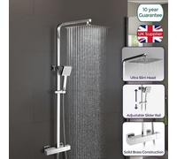 Nes Home Lois Led Square Bathroom Thermostatic Mixer Shower Valve Chrome Wras Approved