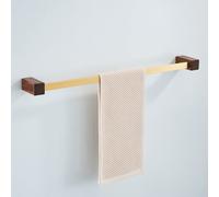 Nes Home Luxury Towel Rail Wooden Walnut & Gold Bathroom Nes Home Gold