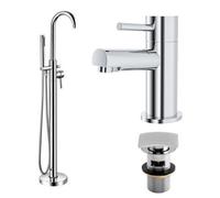 Nes Home Marc Basin Mixer, Freestanding Bath Shower Mixer & Waste Chrome