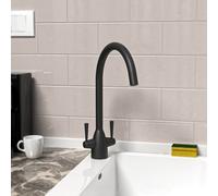 Nes Home Matt Black Modern Kitchen Sink Swivel Mixer Tap Dual Lever