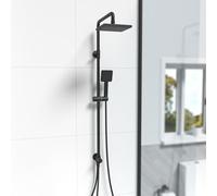 Nes Home Matt Black Square Exposed Bathroom Shower Mixer Twin Head Set