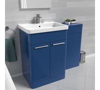 Nes Home Matt Blue 1100mm Freestanding Cabinet Ceramic Basin & WC Unit