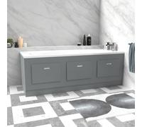 Nes Home Matt Grey 1700mm Magnetic Door Durable PVC Front Bath Panel