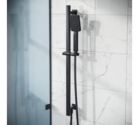 Nes Home Bathroom Matte Black Shower Slider Riser Rail Bar Adjustable Kit Bracket Handset