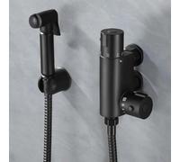 Nes Home Matte Black Bidet Douche & Thermostatic Bar Valve with Spray Kit Nes Home Black