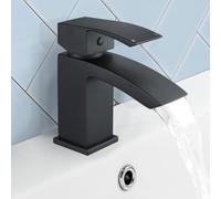 Nes Home Matte Black Cloakroom Mini Basin Mixer With Waste