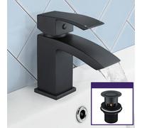 Nes Home Matte Black Cloakroom Mini Basin Mixer With Waste