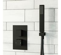 Nes Home Matte Black Concealed Thermostatic Square Shower Mixer with Handset