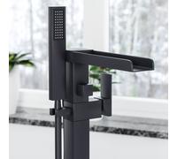 Nes Home Matte Black Laura Waterfall Freestanding Bath Shower Mixer Tap Nes Home Black