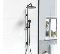 Nes Home Matte Black Round Exposed Shower Mixer Riser Rail Kit & 3 Mode Handset Nes Home Black
