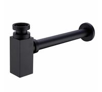 Nes Home Matte Black Square Bottle Trap & Outlet Pipe Bathroom Basin Sink Brass Nes Home Black