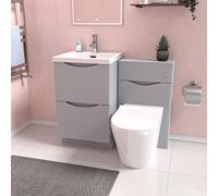 Nes Home Matte Grey 1000mm Freestanding Basin Vanity Wc Unit & Modern Btw Toilet