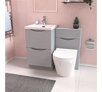 Nes Home Matte Grey 1000mm Freestanding Basin Vanity Wc Unit & Round Btw Toilet