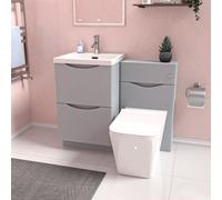 Nes Home Matte Grey 1000mm Freestanding Basin Vanity Wc Unit & Square Btw Toilet