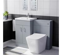Nes Home Matte Grey 1000mm Freestanding Vanity WC Unit & Rimless Square BTW Toilet