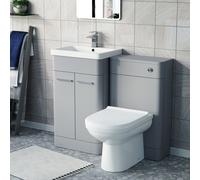 Nes Home Matte Grey 1000mm Freestanding Vanity Wc Unit & Round Toilet Flat Pack
