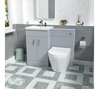 Nes Home Matte Grey 1000mm Vanity Basin Wc Vanity Unit & Rimless Btw Toilet