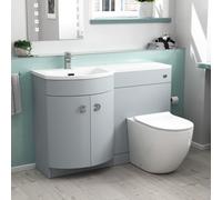 Nes Home Matte Grey 1100 mm Lh Sink Vanity Wc Unit & Rimless Toilet