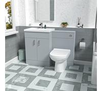 Nes Home Matte Grey 1100mm Basin Vanity & WC Unit & Back to Wall Toilet Flat Pack
