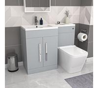 Nes Home Matte Grey 1100mm LH Basin Sink Vanity Cabinet with BTW Toilet