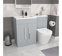 Nes Home Matte Grey 1100mm Lh Freestanding Vanity Wc Unit & Btw Toilet