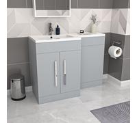 Nes Home Matte Grey 1100mm Lh Freestanding Vanity Wc Unit With Basin Flat Pack