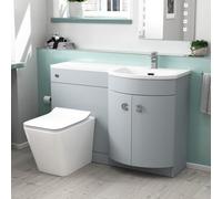 Nes Home Matte Grey 1100mm P-Shape Right Hand Basin Vanity Wc Unit & Btw Toilet