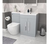 Nes Home Matte Grey 1100mm Rh Basin Vanity Cabinet & Btw Modern Curved Toilet
