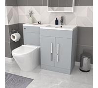 Nes Home Matte Grey 1100mm Rh Vanity Cabinet & Btw Curved Toilet Flat Pack