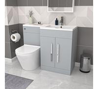 Nes Home Matte Grey 1100mm RH Vanity WC Unit & BTW Toilet Flat Pack