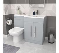 Nes Home Matte Grey 1100mm RH Vanity WC Unit & Modern BTW Toilet