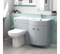 Nes Home Matte Grey 1100mm Right Hand Sink Combination Vanity Unit & BTW Toilet