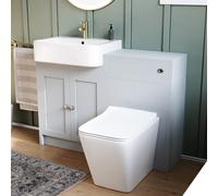 Nes Home Matte Grey 1100mm Traditional Vanity Basin WC Unit & Toilet Unit