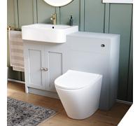Nes Home Matte Grey 1100mm Traditional Vanity Basin Wc Unit & Toilet Unit