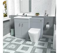 Nes Home Matte Grey 1100mm Vanity Basin WC Vanity Unit & BTW Toilet Flat Pack