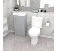 Nes Home Matte Grey 400mm Basin Sink Vanity Unit and WC Toilet Pan