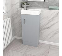 Nes Home Matte Grey 400mm Cloakroom Vanity Basin Unit Basin Mixer Tap & Waste