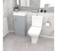 Nes Home Matte Grey 400mm Cloakroom Vanity Basin Unit & Close Coupled Toilet