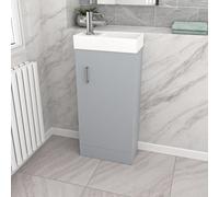 Nes Home Matte Grey 400mm Cloakroom Vanity Basin Unit Mixer Tap & Waste