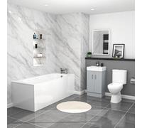 Nes Home Matte Grey 450mm Basin Vanity Toilet & Round Bath With Panels Flat Pack