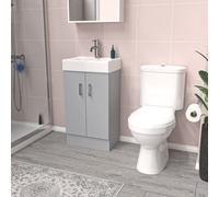 Nes Home Matte Grey 450mm Freestanding Basin Vanity Unit & Toilet Flat Pack