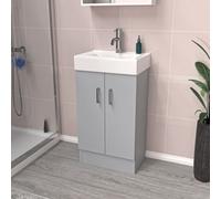 Nes Home Matte Grey 450mm Freestanding Vanity Unit with Basin Flat Pack