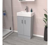 Nes Home Matte Grey 450mm Freestanding Vanity Unit with Basin Flat Pack